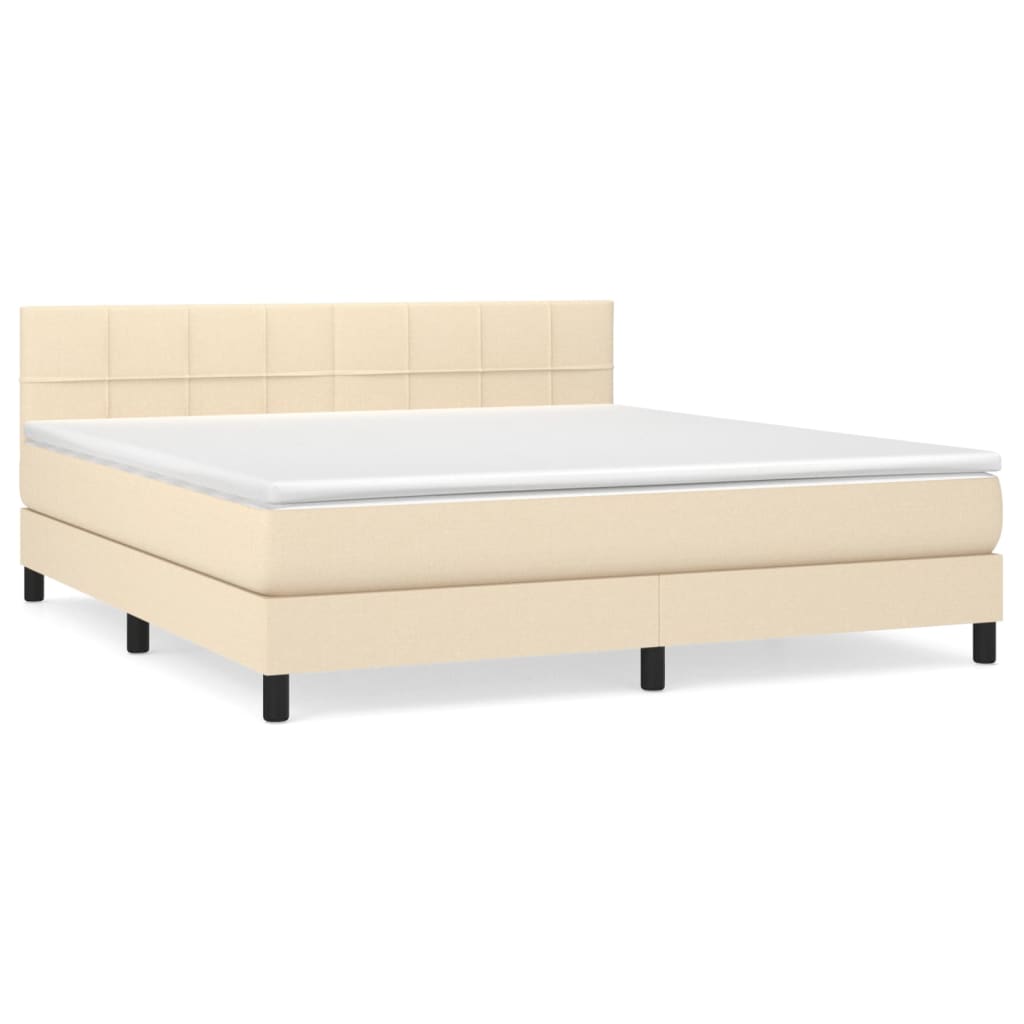 Boxspring met matras stof crèmekleurig 160x200 cm is nu te koop bij PeponiXL, paradijselijk wonen!