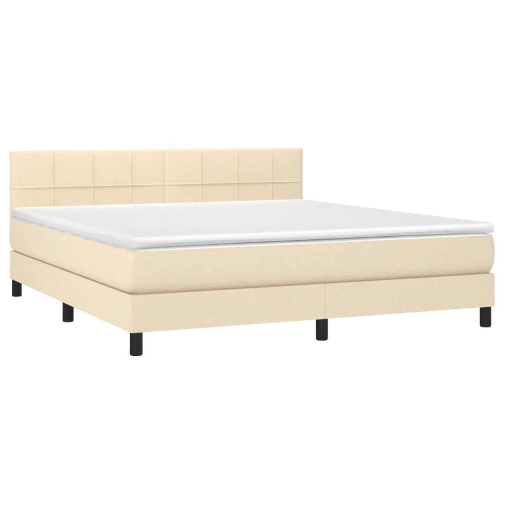 Boxspring met matras stof crèmekleurig 160x200 cm is nu te koop bij PeponiXL, paradijselijk wonen!