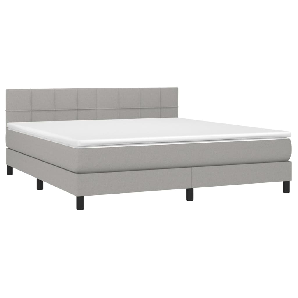 Boxspring met matras stof lichtgrijs 180x200 cm is nu te koop bij PeponiXL, paradijselijk wonen!