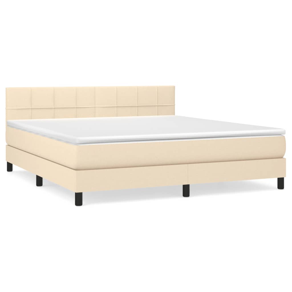 Boxspring met matras stof crèmekleurig 180x200 cm is nu te koop bij PeponiXL, paradijselijk wonen!