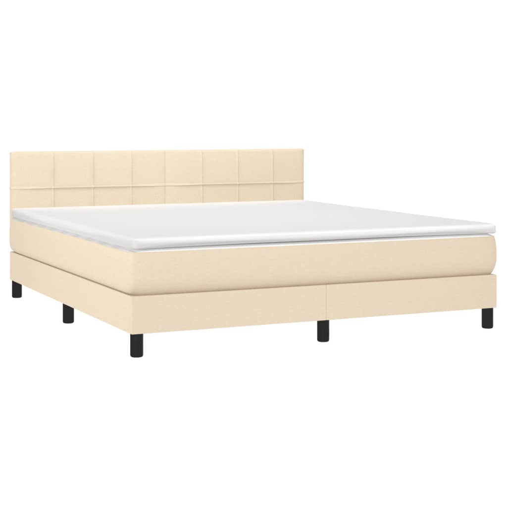 Boxspring met matras stof crèmekleurig 180x200 cm is nu te koop bij PeponiXL, paradijselijk wonen!