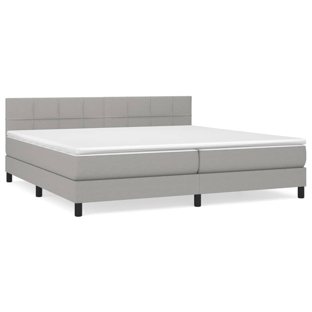 Boxspring met matras stof lichtgrijs 200x200 cm is nu te koop bij PeponiXL, paradijselijk wonen!