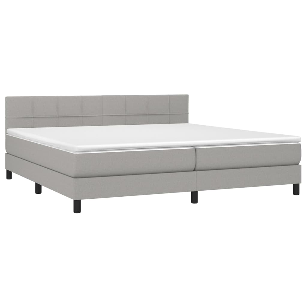 Boxspring met matras stof lichtgrijs 200x200 cm is nu te koop bij PeponiXL, paradijselijk wonen!
