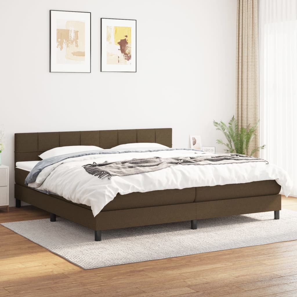 Boxspring met matras stof donkerbruin 200x200 cm is nu te koop bij PeponiXL, paradijselijk wonen!