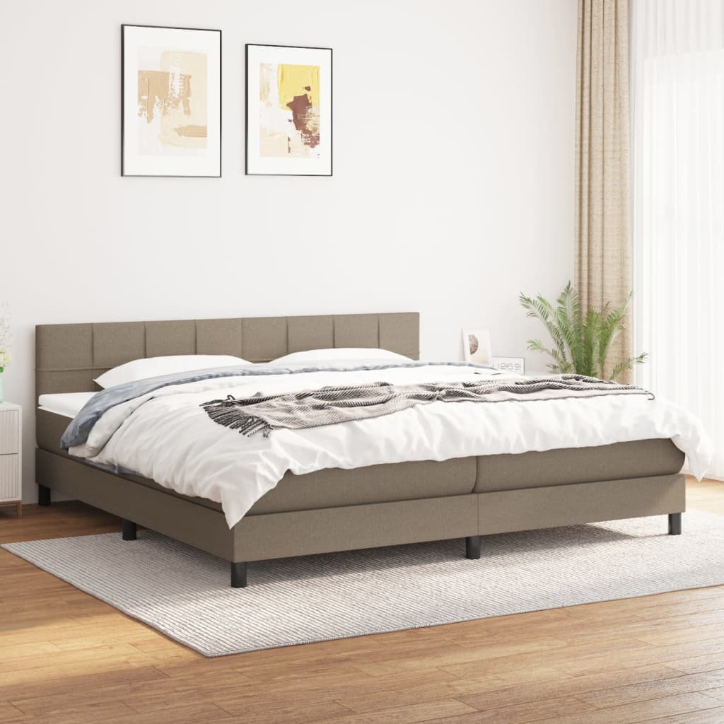 Boxspring met matras stof taupe 200x200 cm is nu te koop bij PeponiXL, paradijselijk wonen!
