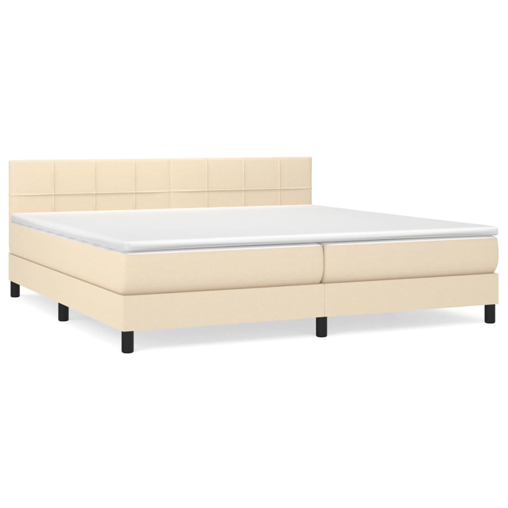 Boxspring met matras stof crèmekleurig 200x200 cm is nu te koop bij PeponiXL, paradijselijk wonen!