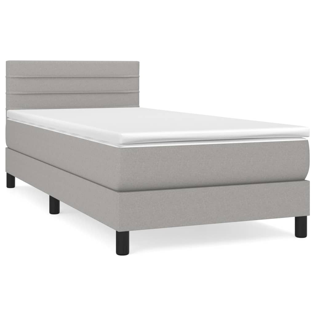 Boxspring met matras stof lichtgrijs 90x190 cm is nu te koop bij PeponiXL, paradijselijk wonen!