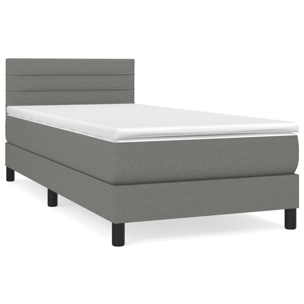 Boxspring met matras stof donkergrijs 90x190 cm is nu te koop bij PeponiXL, paradijselijk wonen!