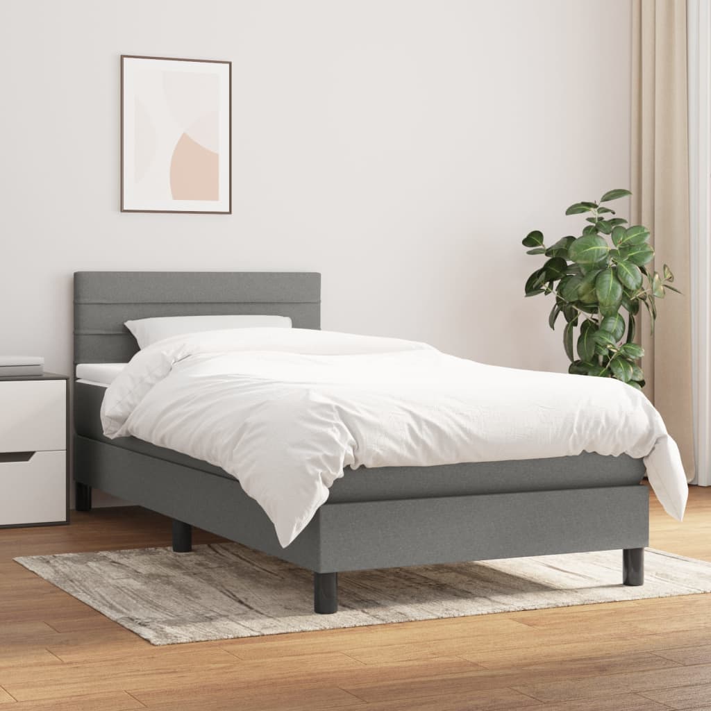 Boxspring met matras stof donkergrijs 90x200 cm is nu te koop bij PeponiXL, paradijselijk wonen!