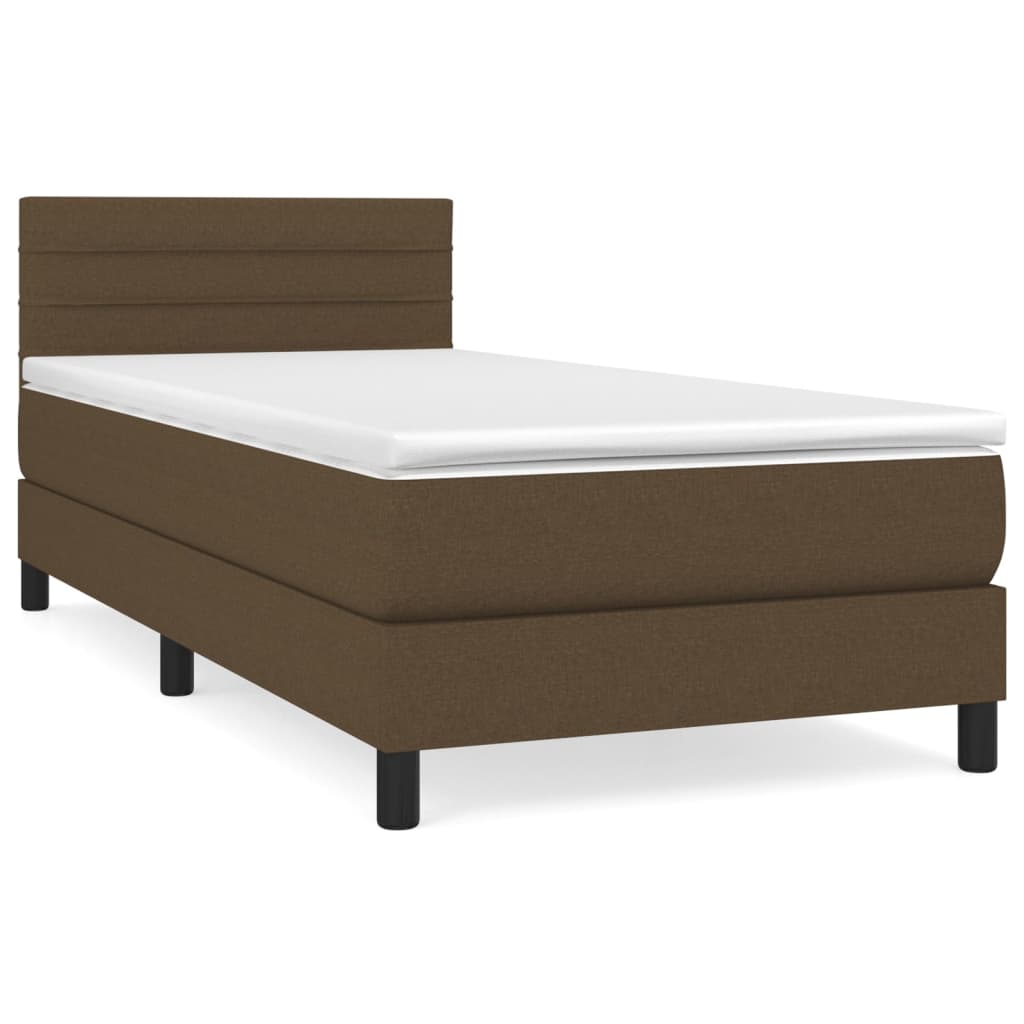 Boxspring met matras stof donkerbruin 90x200 cm is nu te koop bij PeponiXL, paradijselijk wonen!