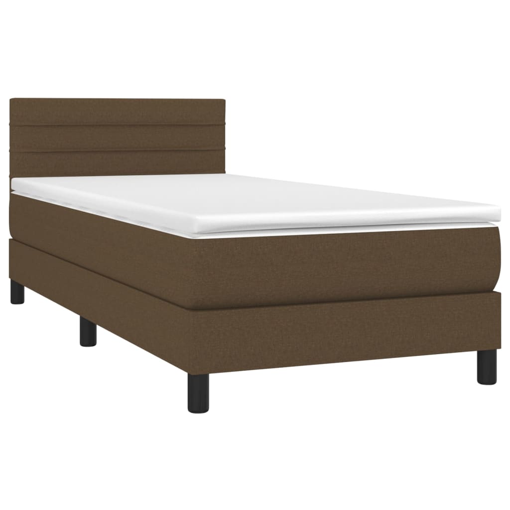 Boxspring met matras stof donkerbruin 90x200 cm is nu te koop bij PeponiXL, paradijselijk wonen!