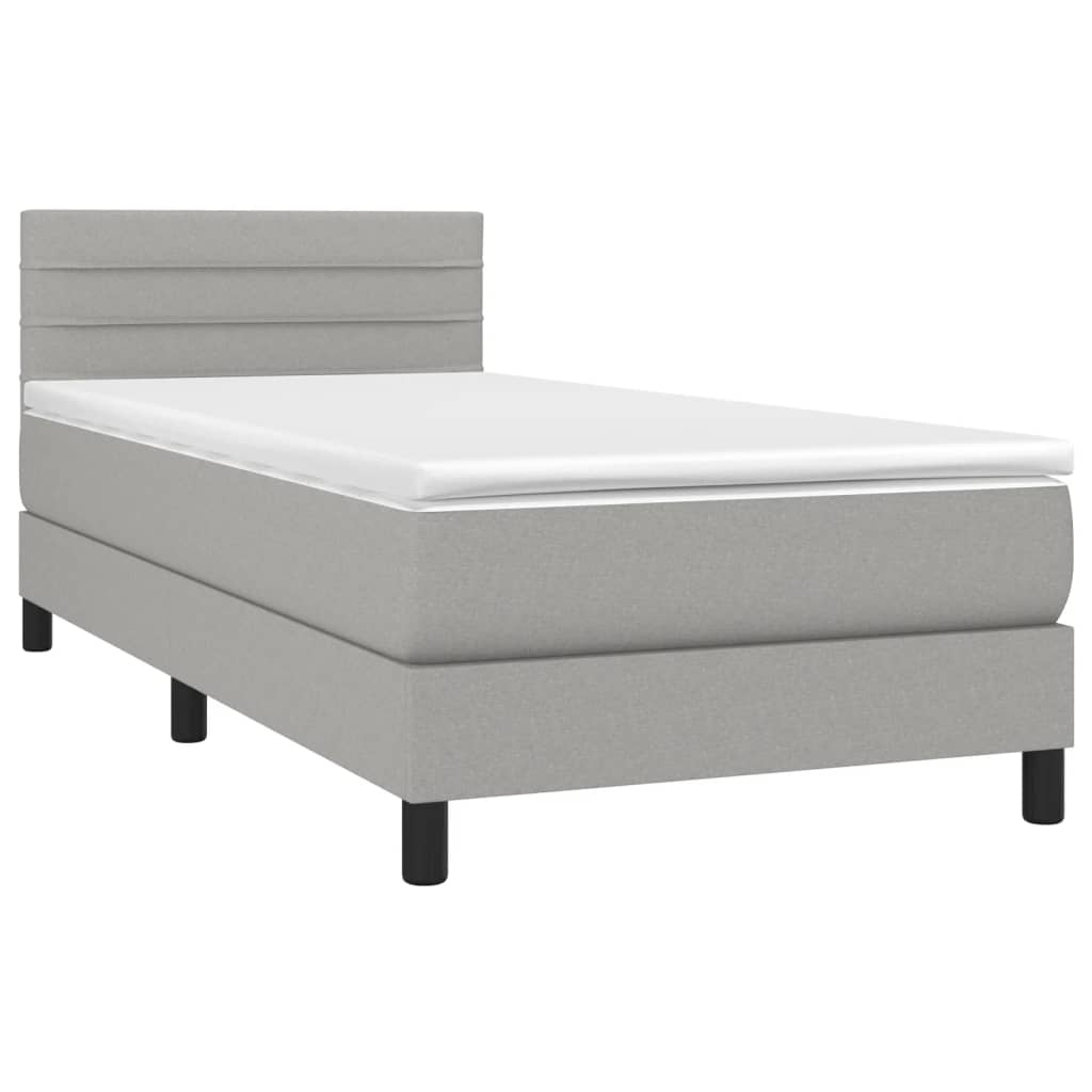 Boxspring met matras stof lichtgrijs 100x200 cm is nu te koop bij PeponiXL, paradijselijk wonen!