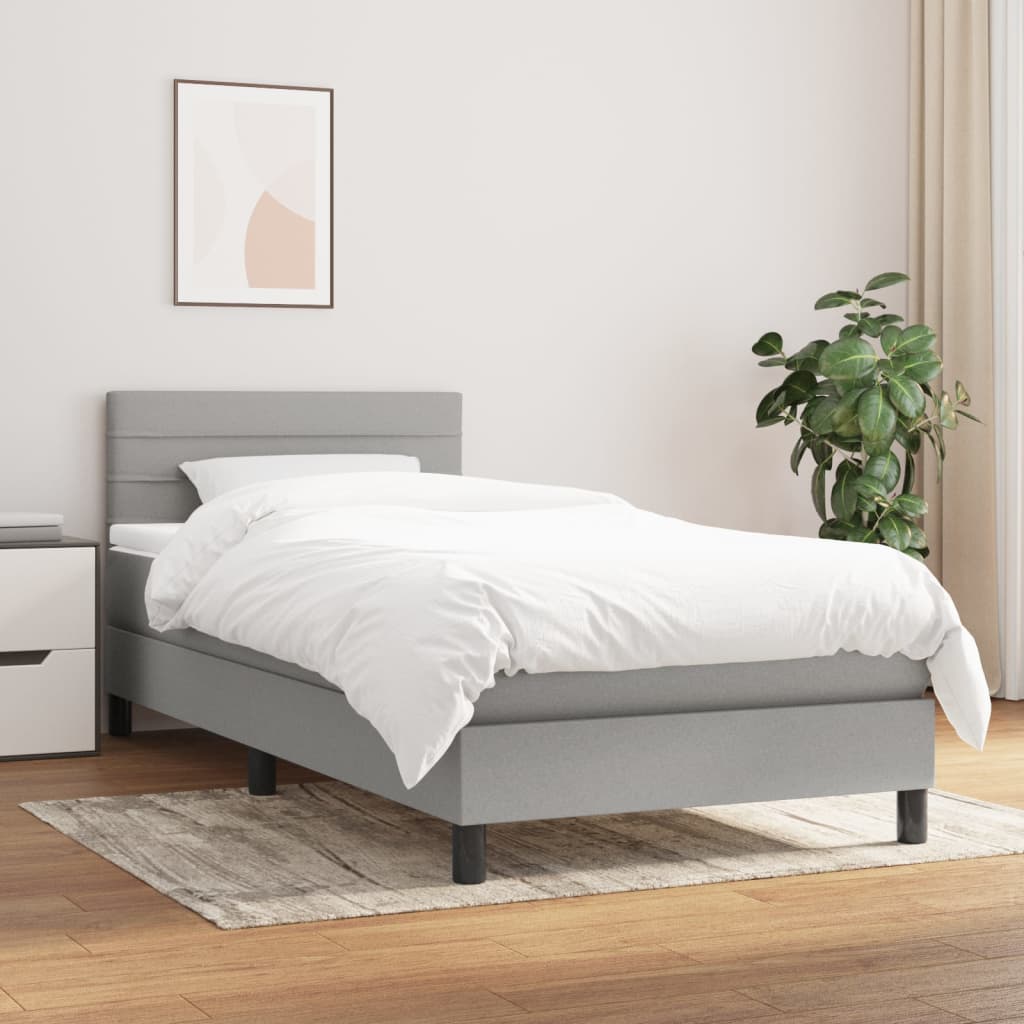 Boxspring met matras stof lichtgrijs 100x200 cm is nu te koop bij PeponiXL, paradijselijk wonen!