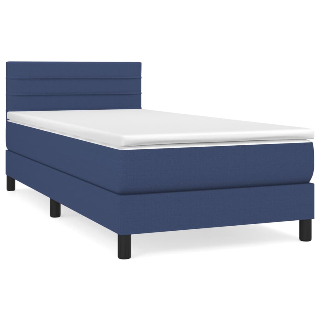 Boxspring met matras stof blauw 100x200 cm is nu te koop bij PeponiXL, paradijselijk wonen!