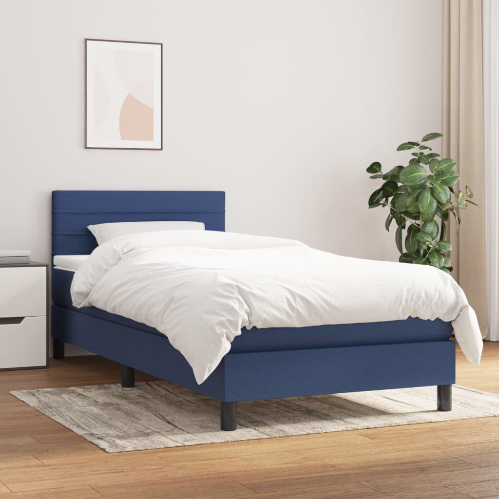 Boxspring met matras stof blauw 100x200 cm is nu te koop bij PeponiXL, paradijselijk wonen!