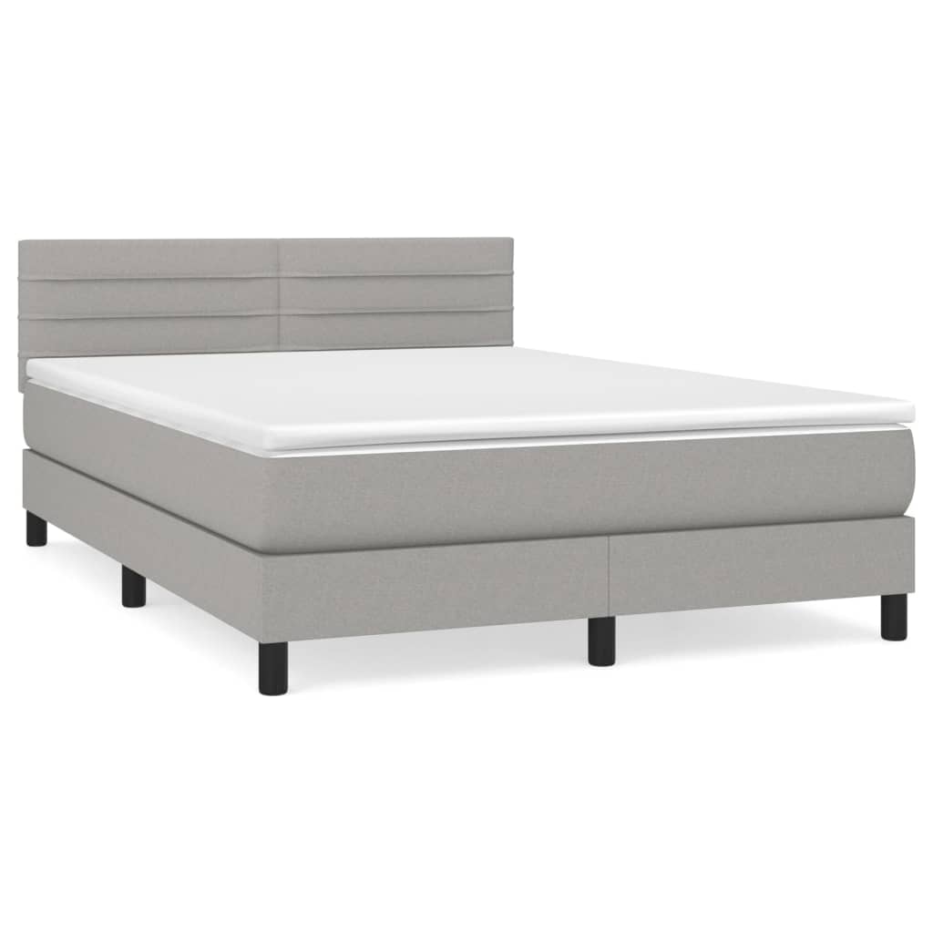 Boxspring met matras stof lichtgrijs 140x190 cm is nu te koop bij PeponiXL, paradijselijk wonen!