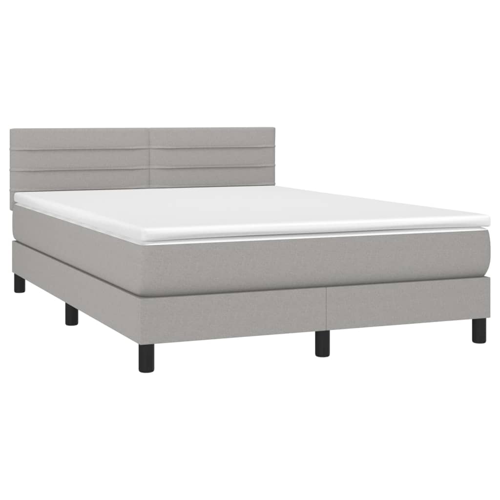 Boxspring met matras stof lichtgrijs 140x190 cm is nu te koop bij PeponiXL, paradijselijk wonen!