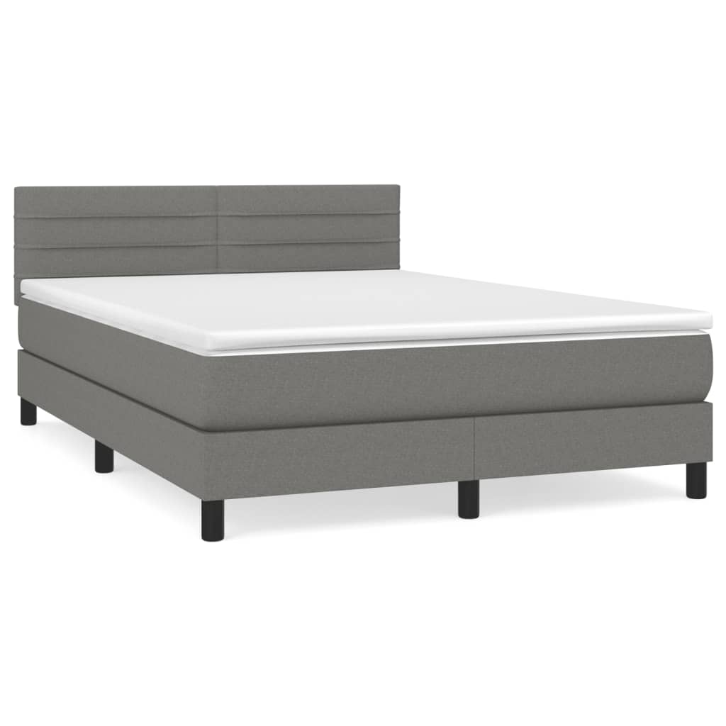 Boxspring met matras stof donkergrijs 140x190 cm is nu te koop bij PeponiXL, paradijselijk wonen!