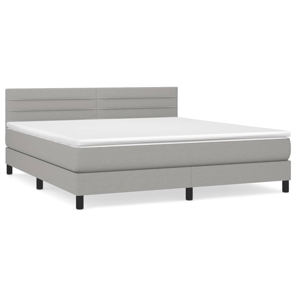 Boxspring met matras stof lichtgrijs 160x200 cm is nu te koop bij PeponiXL, paradijselijk wonen!