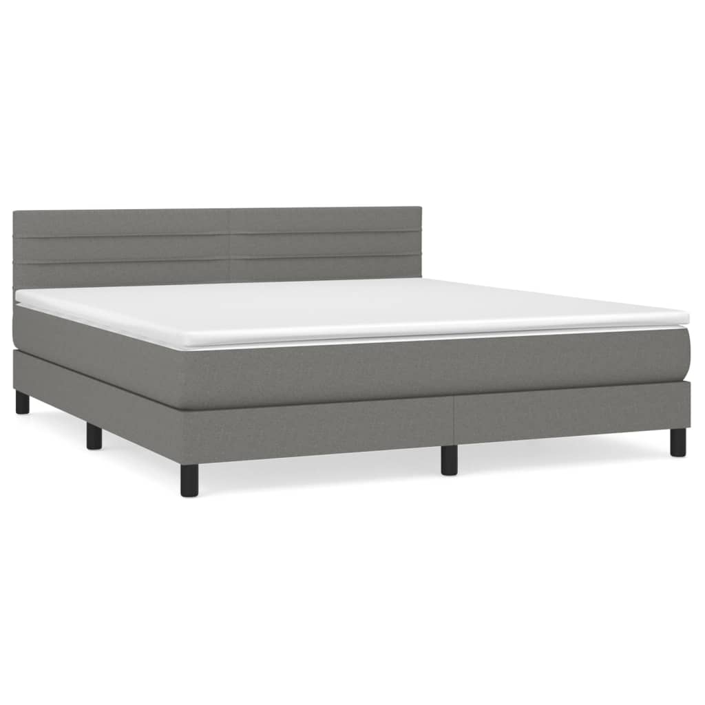 Boxspring met matras stof donkergrijs 160x200 cm is nu te koop bij PeponiXL, paradijselijk wonen!