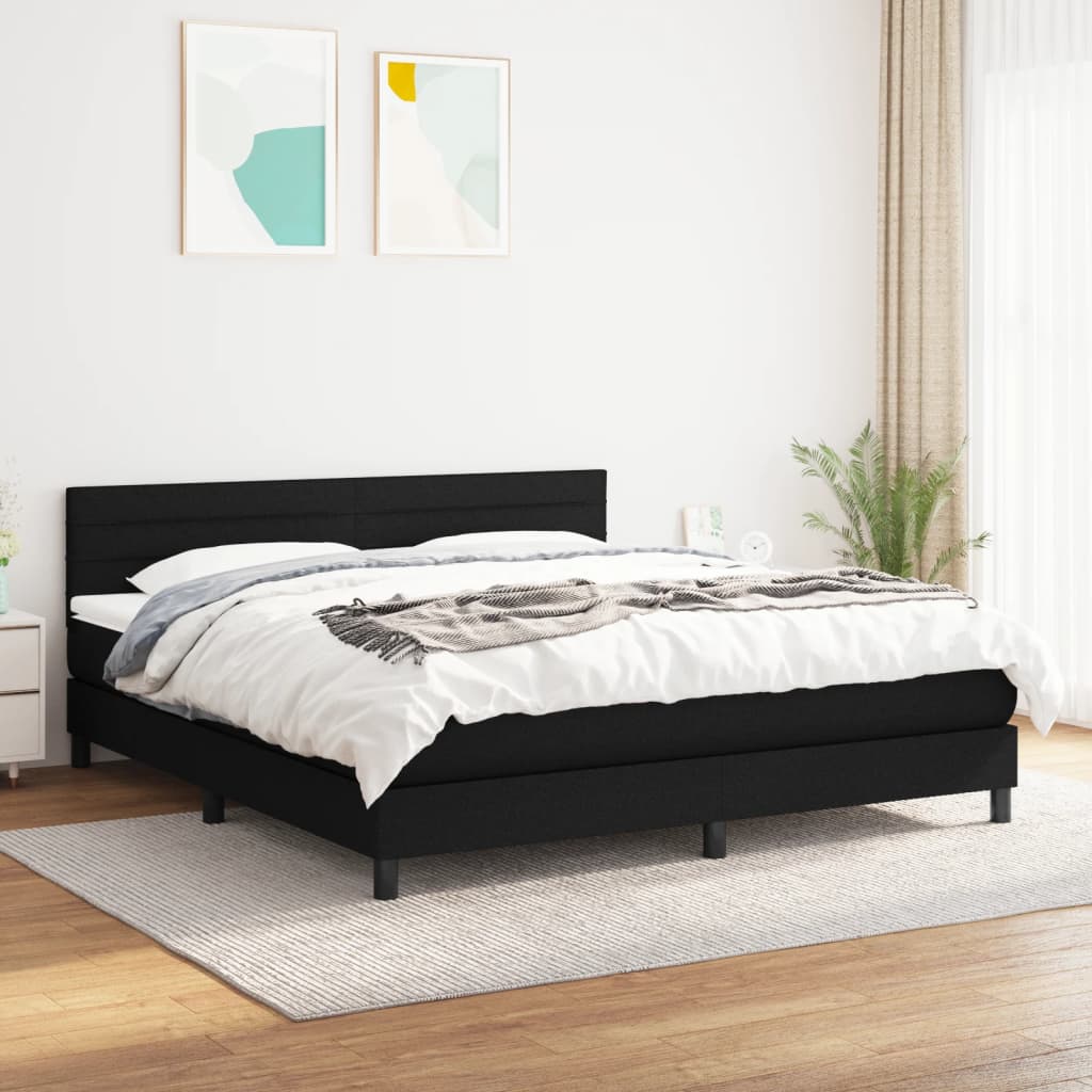 Boxspring met matras stof zwart 160x200 cm is nu te koop bij PeponiXL, paradijselijk wonen!
