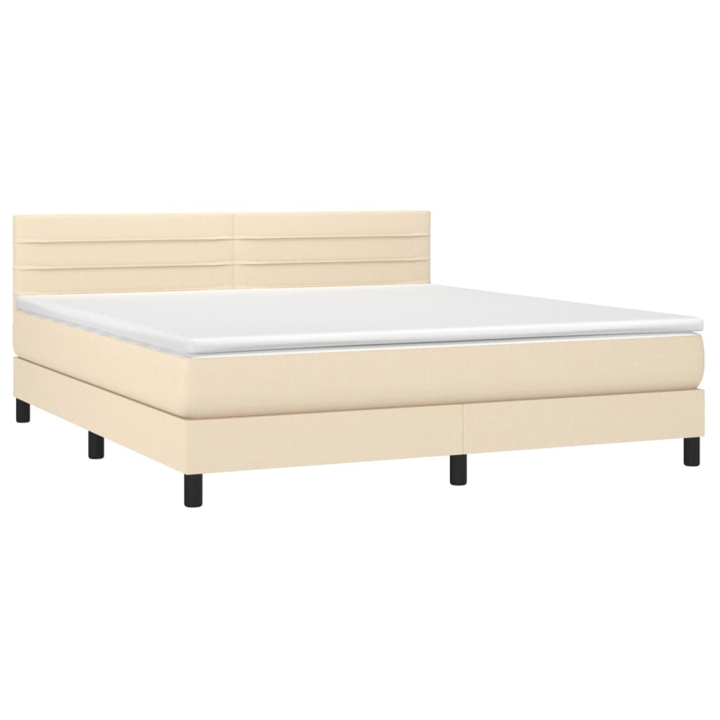 Boxspring met matras stof crèmekleurig 180x200 cm is nu te koop bij PeponiXL, paradijselijk wonen!