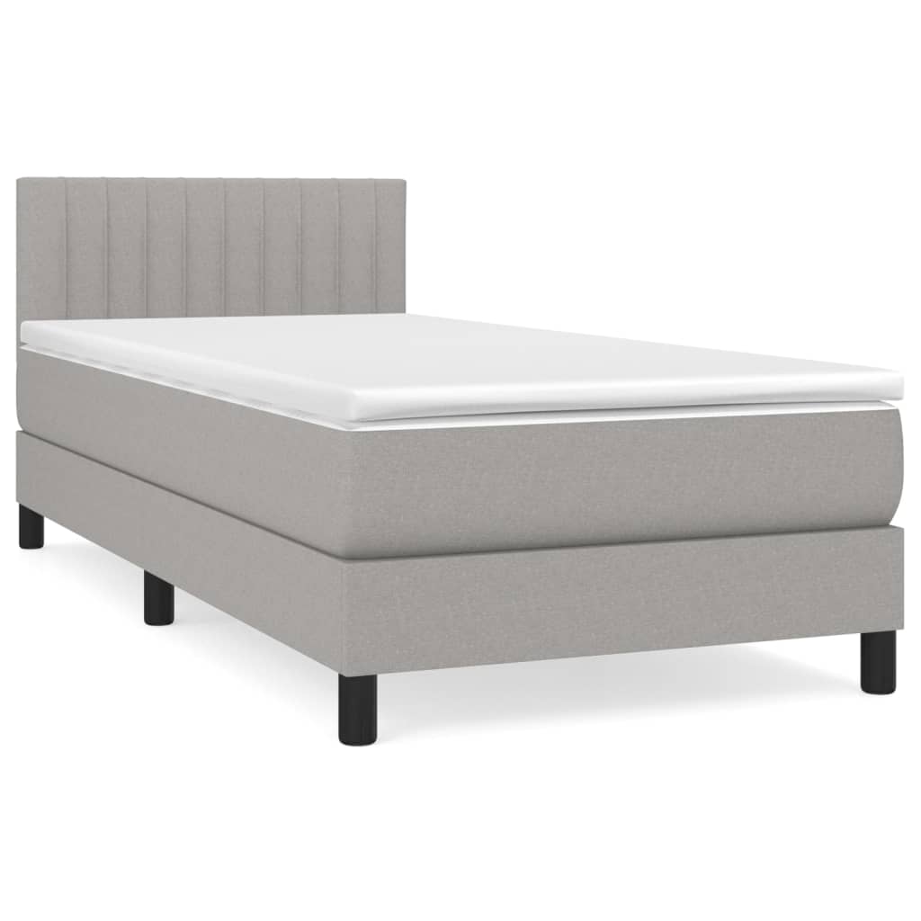 Boxspring met matras stof lichtgrijs 90x190 cm is nu te koop bij PeponiXL, paradijselijk wonen!