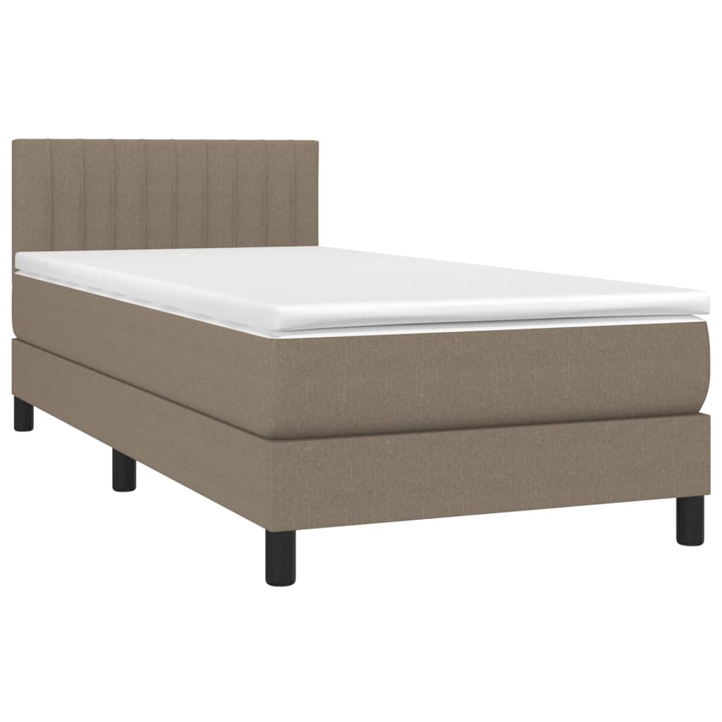 Boxspring met matras stof taupe 90x190 cm is nu te koop bij PeponiXL, paradijselijk wonen!