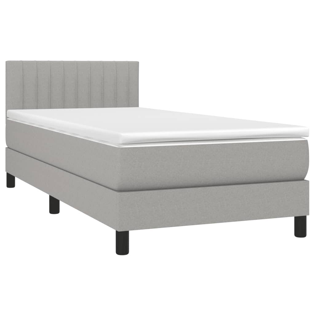 Boxspring met matras stof lichtgrijs 100x200 cm is nu te koop bij PeponiXL, paradijselijk wonen!