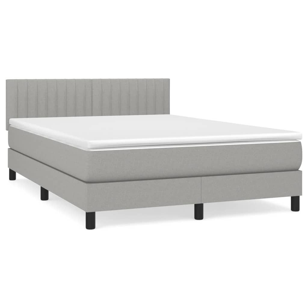 Boxspring met matras stof lichtgrijs 140x190 cm is nu te koop bij PeponiXL, paradijselijk wonen!