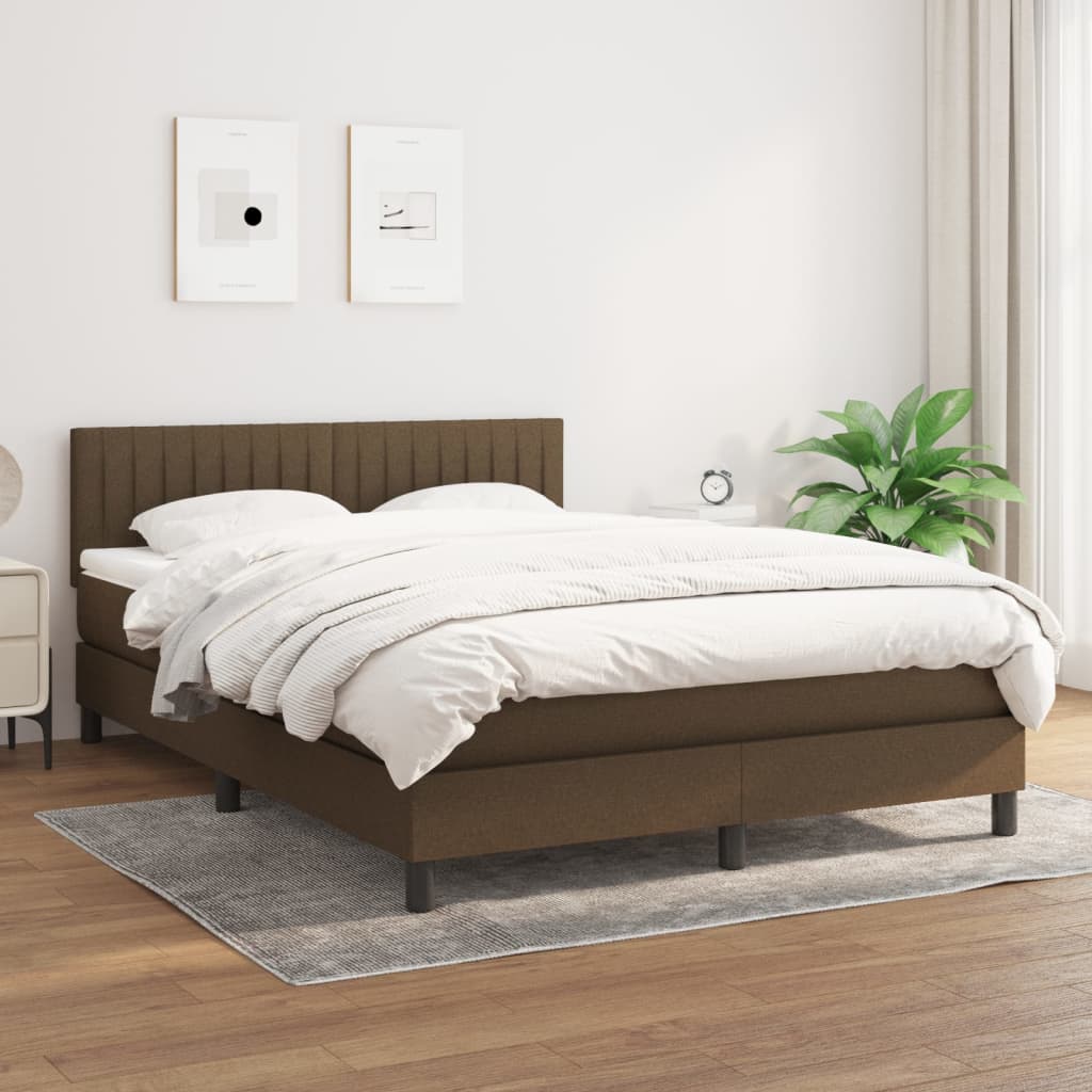 Boxspring met matras stof donkerbruin 140x200 cm is nu te koop bij PeponiXL, paradijselijk wonen!