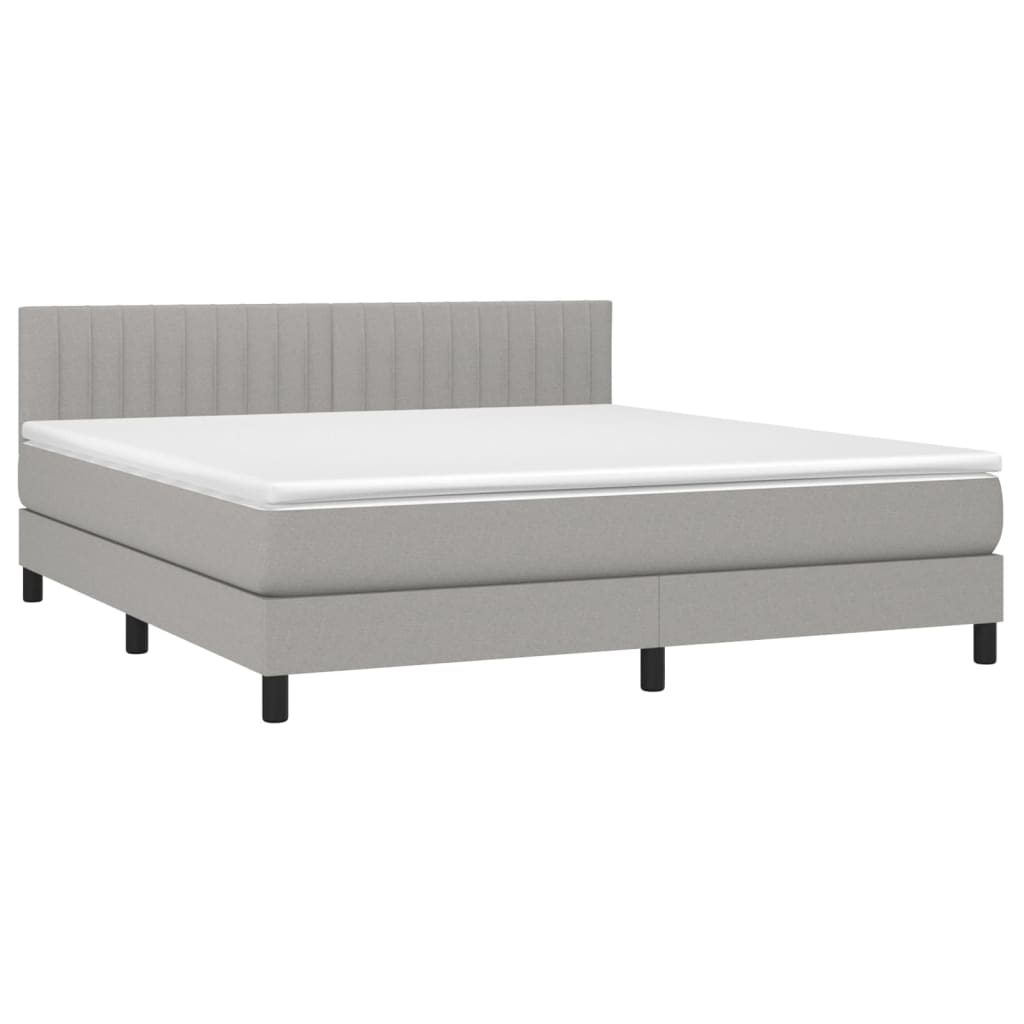 Boxspring met matras stof lichtgrijs 160x200 cm is nu te koop bij PeponiXL, paradijselijk wonen!
