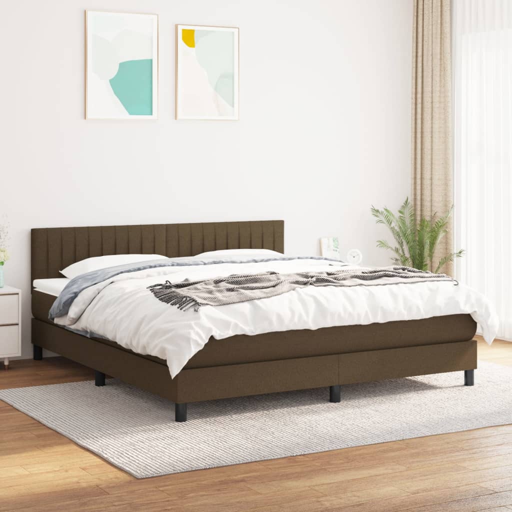 Boxspring met matras stof donkerbruin 160x200 cm is nu te koop bij PeponiXL, paradijselijk wonen!