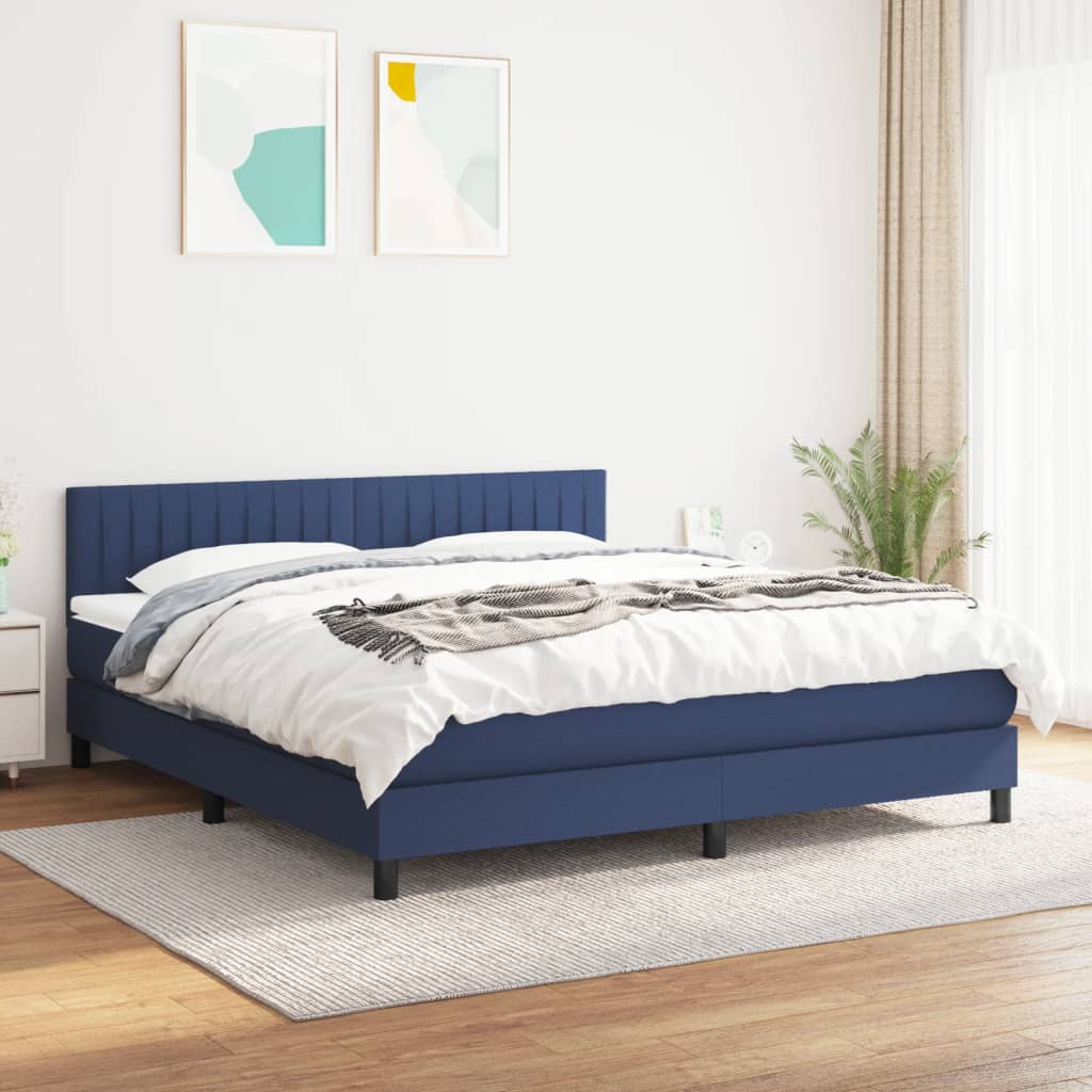 Boxspring met matras stof blauw 160x200 cm is nu te koop bij PeponiXL, paradijselijk wonen!