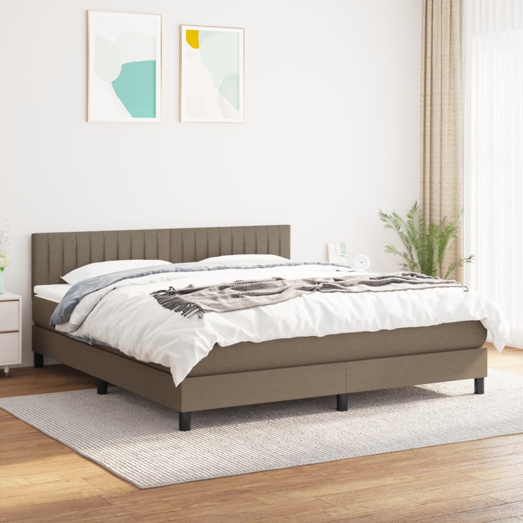 Boxspring met matras stof taupe 180x200 cm is nu te koop bij PeponiXL, paradijselijk wonen!