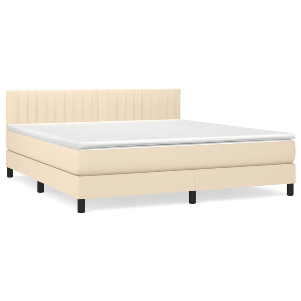 Boxspring met matras stof crèmekleurig 180x200 cm is nu te koop bij PeponiXL, paradijselijk wonen!