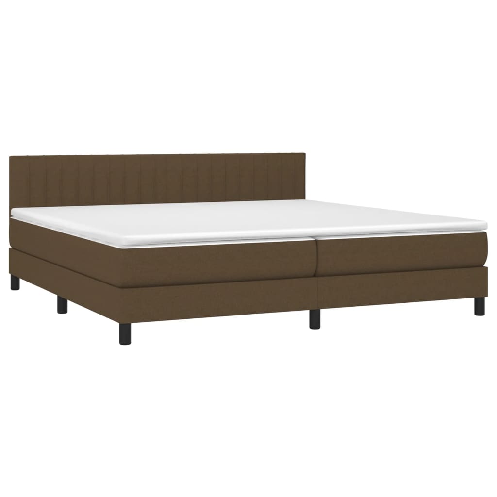 Boxspring met matras stof donkerbruin 200x200 cm is nu te koop bij PeponiXL, paradijselijk wonen!