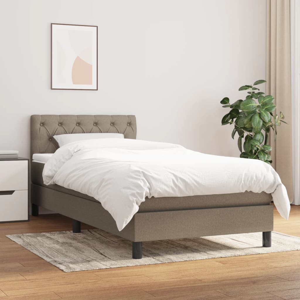 Boxspring met matras stof taupe 80x200 cm is nu te koop bij PeponiXL, paradijselijk wonen!