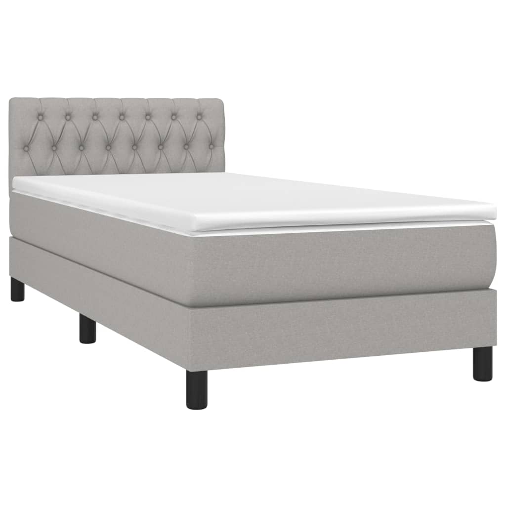 Boxspring met matras stof lichtgrijs 90x190 cm is nu te koop bij PeponiXL, paradijselijk wonen!