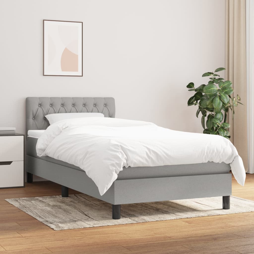 Boxspring met matras stof lichtgrijs 90x190 cm is nu te koop bij PeponiXL, paradijselijk wonen!