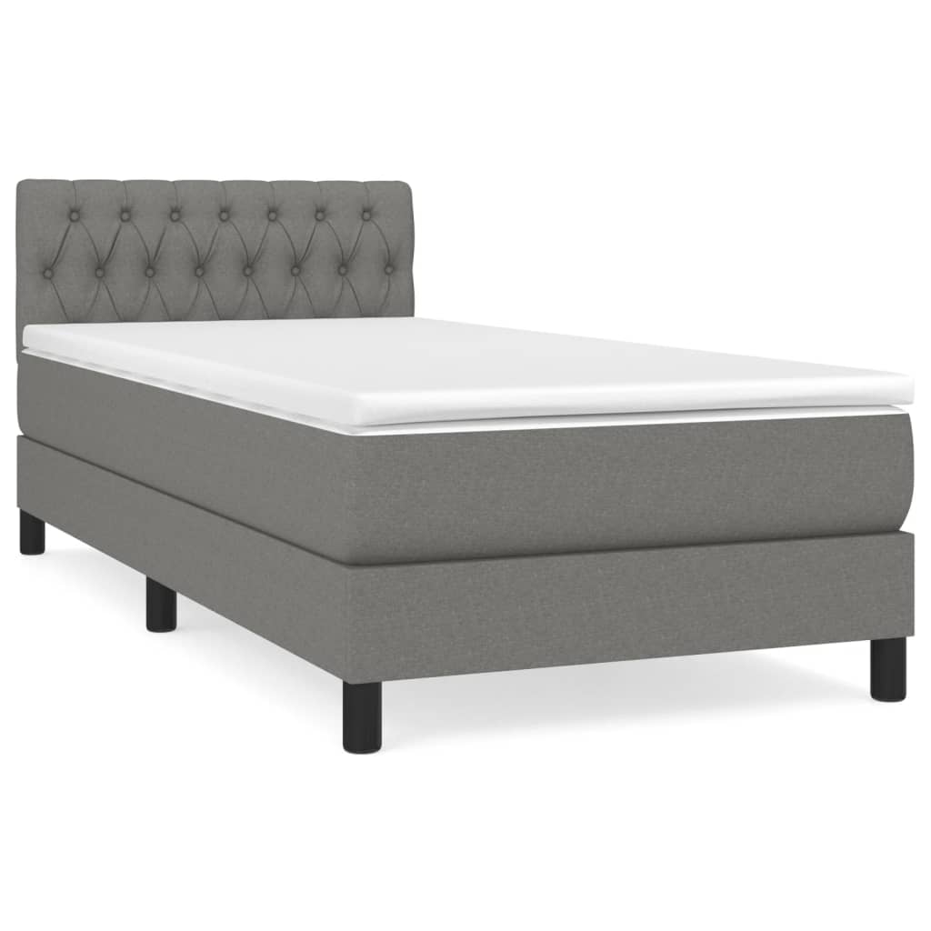 Boxspring met matras stof donkergrijs 90x190 cm is nu te koop bij PeponiXL, paradijselijk wonen!