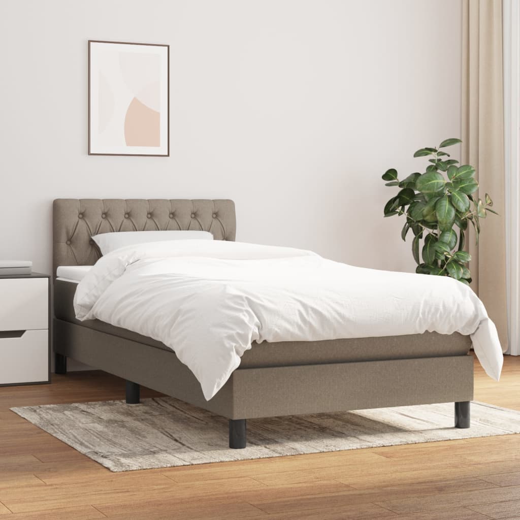 Boxspring met matras stof taupe 90x190 cm is nu te koop bij PeponiXL, paradijselijk wonen!