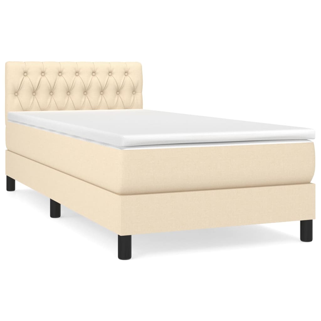 Boxspring met matras stof crèmekleurig 90x190 cm is nu te koop bij PeponiXL, paradijselijk wonen!