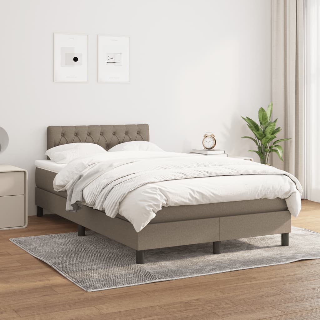 Boxspring met matras stof taupe 120x200 cm is nu te koop bij PeponiXL, paradijselijk wonen!