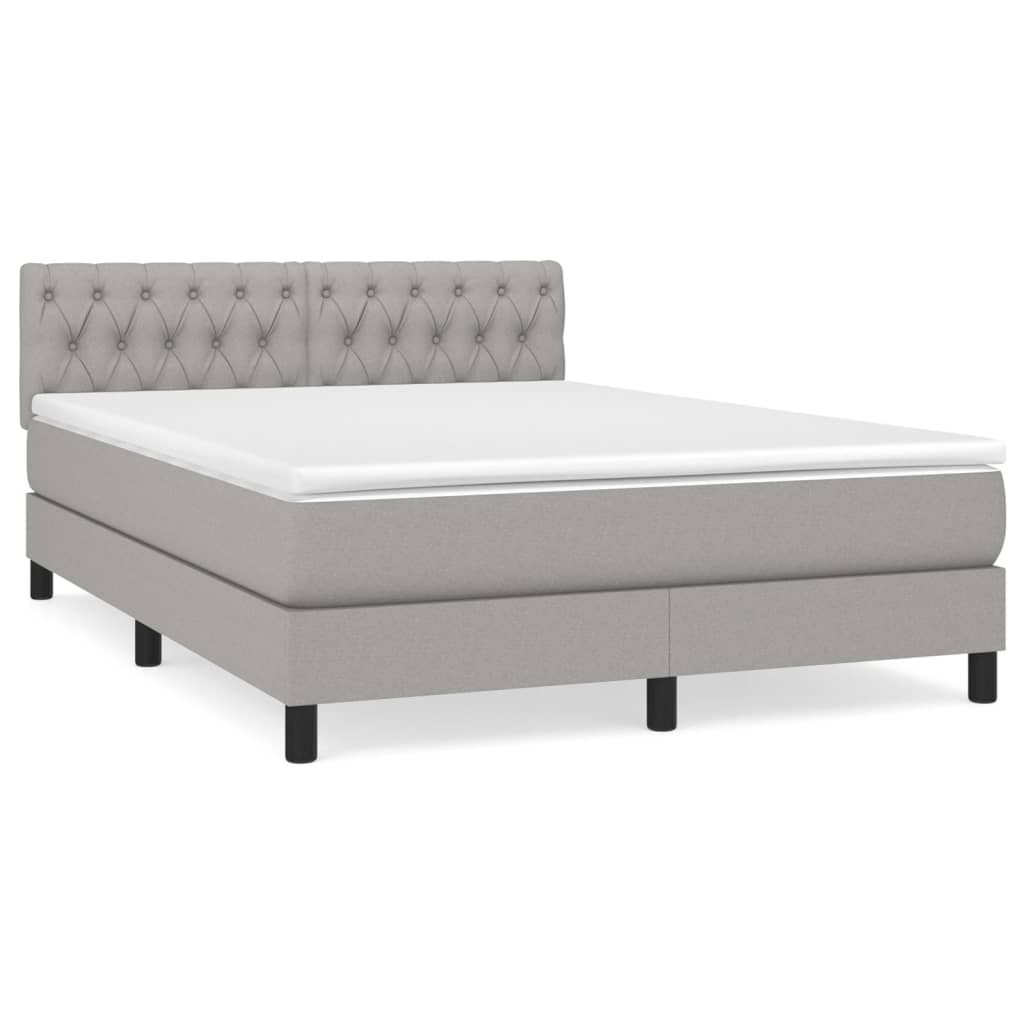Boxspring met matras stof lichtgrijs 140x190 cm is nu te koop bij PeponiXL, paradijselijk wonen!