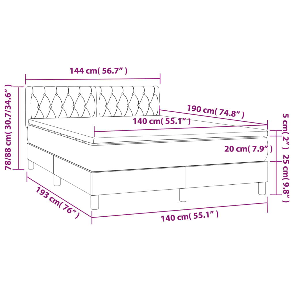 Boxspring met matras stof lichtgrijs 140x190 cm is nu te koop bij PeponiXL, paradijselijk wonen!
