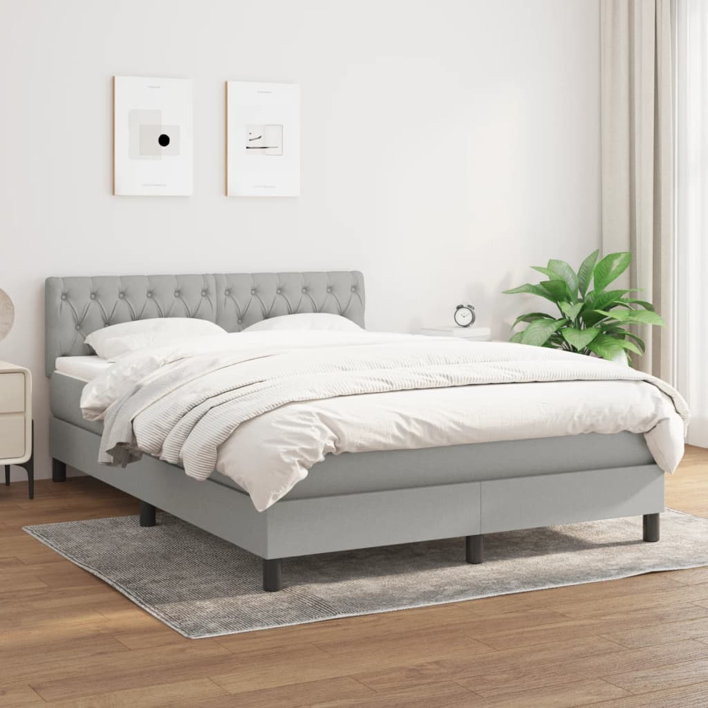 Boxspring met matras stof lichtgrijs 140x190 cm is nu te koop bij PeponiXL, paradijselijk wonen!