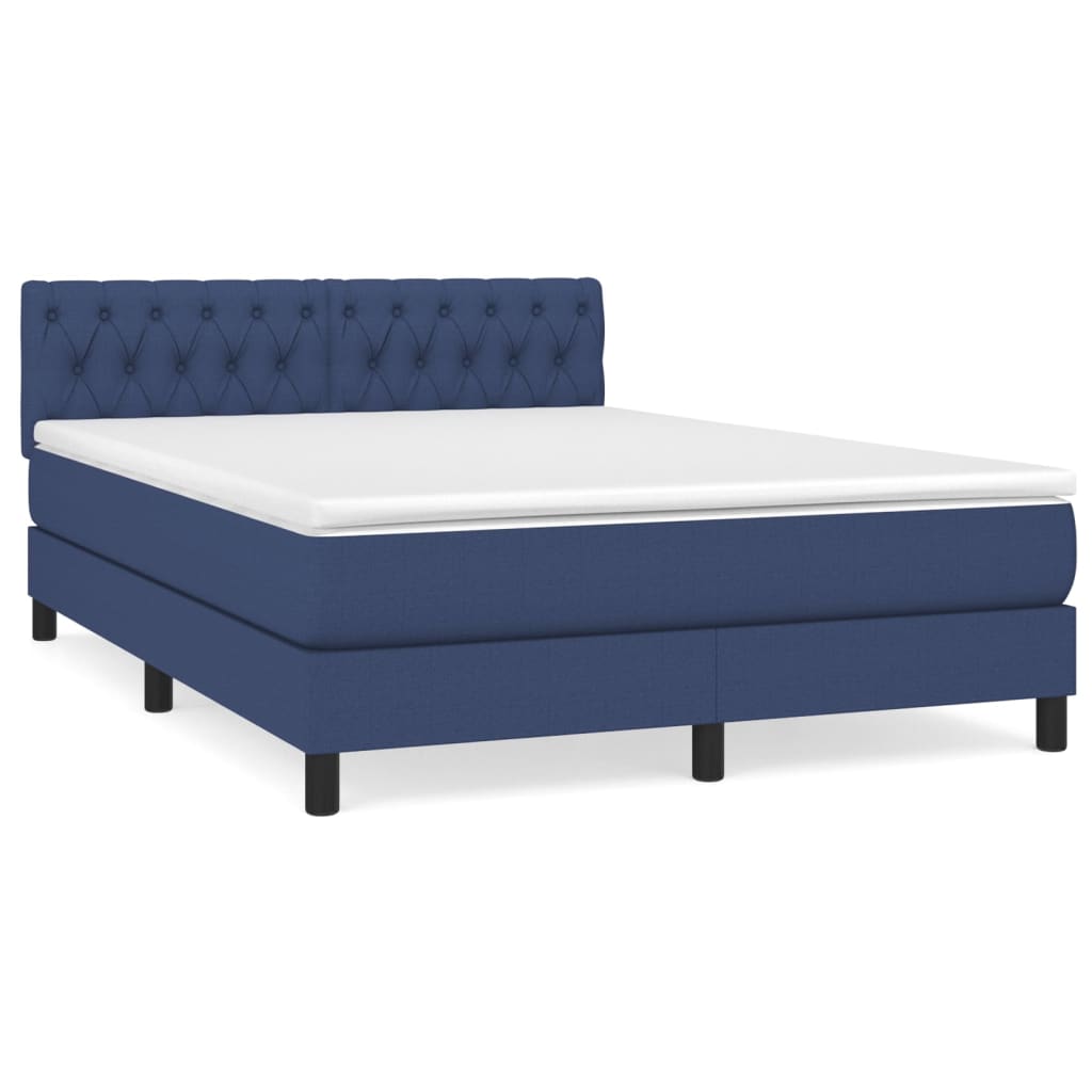 Boxspring met matras stof blauw 140x190 cm is nu te koop bij PeponiXL, paradijselijk wonen!