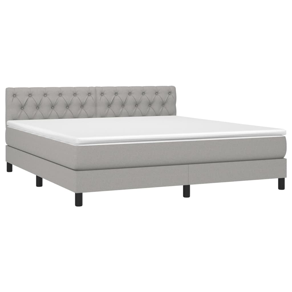Boxspring met matras stof lichtgrijs 160x200 cm is nu te koop bij PeponiXL, paradijselijk wonen!