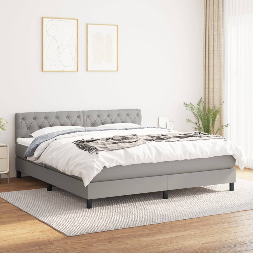 Boxspring met matras stof lichtgrijs 160x200 cm is nu te koop bij PeponiXL, paradijselijk wonen!
